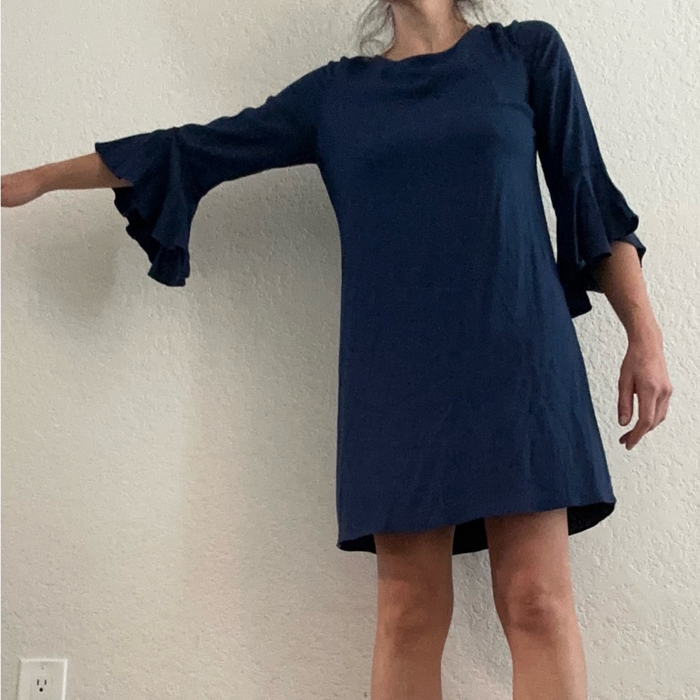 Charming Charlie Dark Blue Long Sleeve Dress